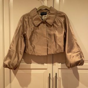 Dolce & Gabanna Beige Platinum Silk Satin Cropped Bumber Jacket Large